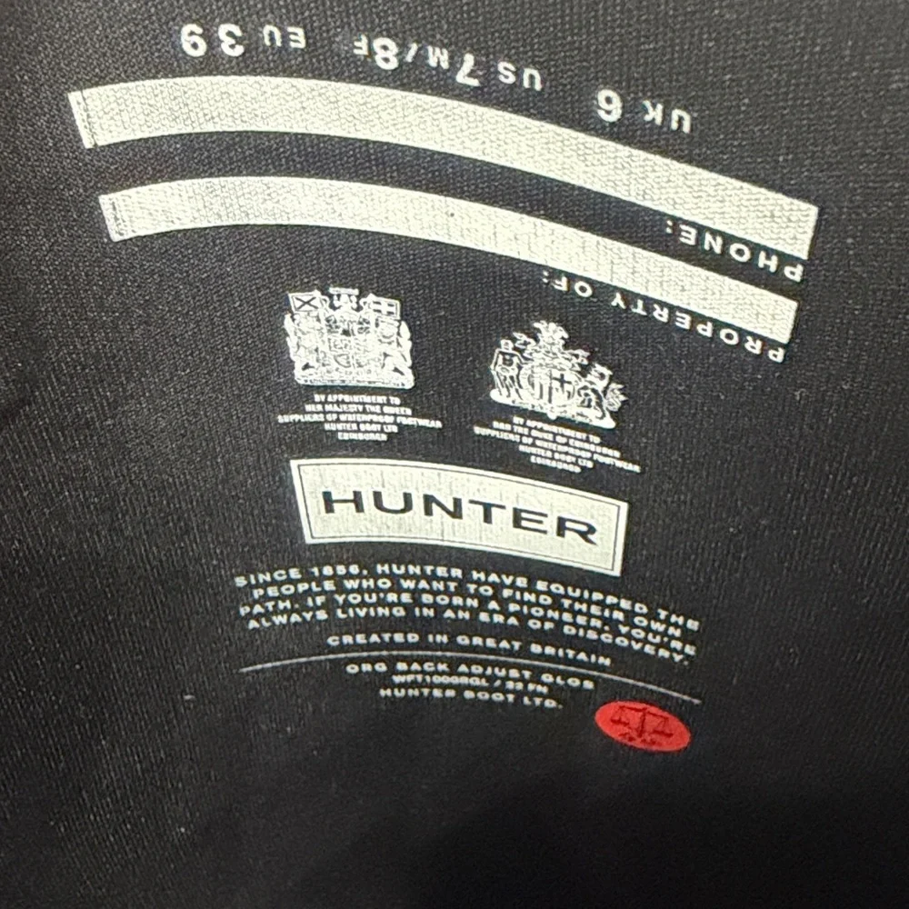 Hunter Boots Original Back Adjust Gloss tall black size Men’s 7 women’s 8. .